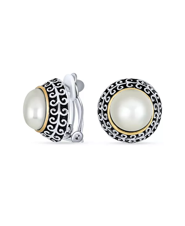 

Серьги-Клипсы в балийском стиле с пуговицами из искусственного жемчуга и натуральных камней Bling Jewelry, white