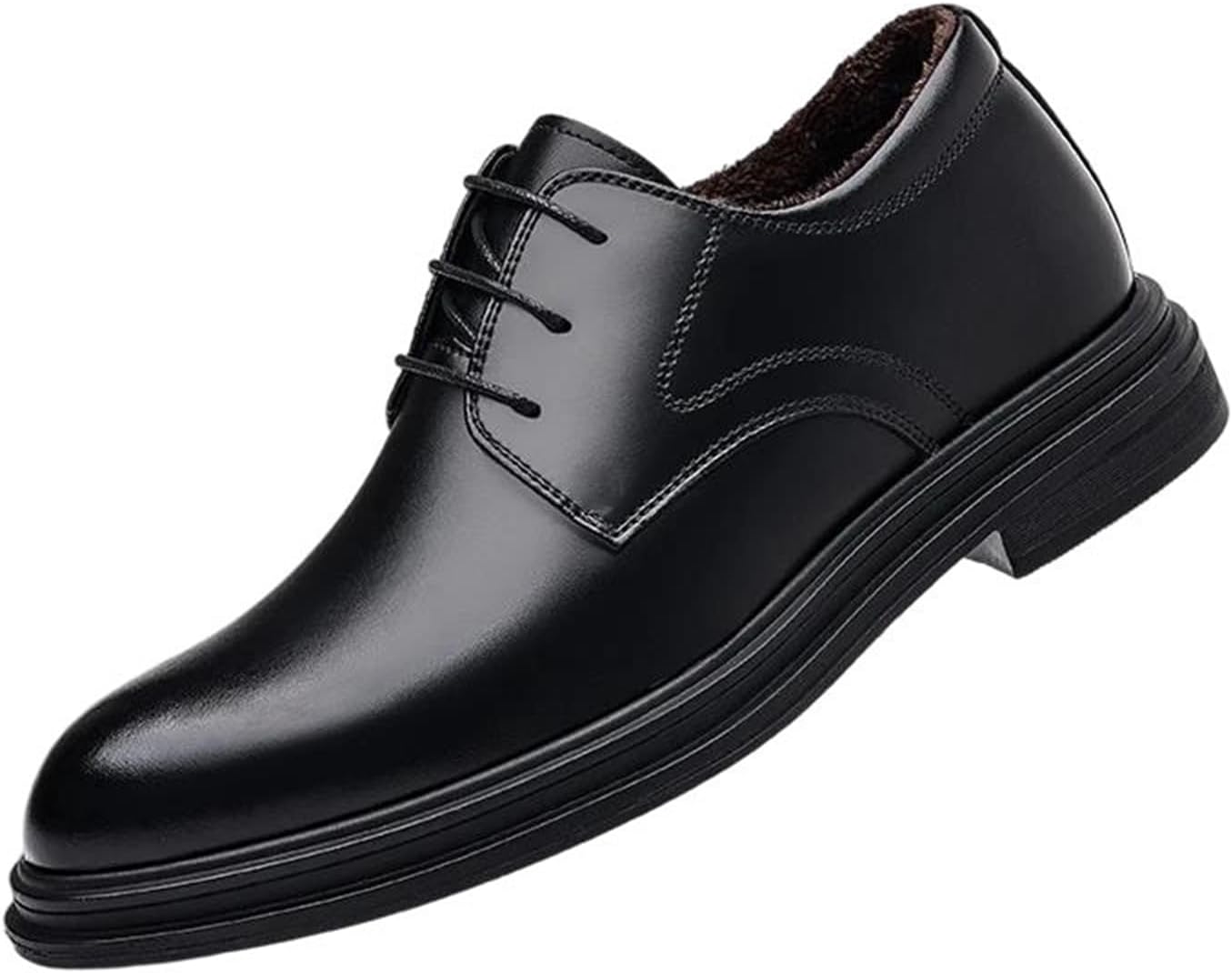 

Мужские туфли для увеличения роста, зима, с теплой подкладкой, деловые, повседневные, комфортные, классического стиля, формальные, повышающие рост Generic, черный