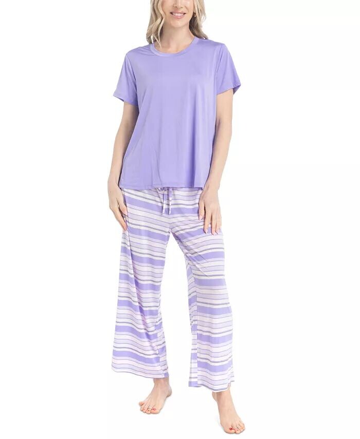 

Женские 2 шт. Пижамный комплект с короткими рукавами Hanes, фиолетовый