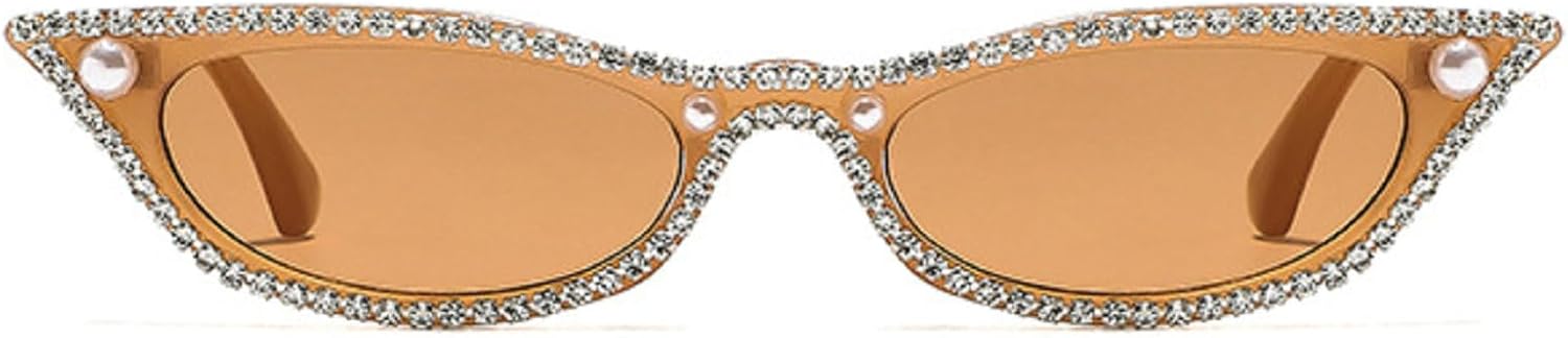 

Модные женские солнцезащитные очки «кошачий глаз» со стразами, в стиле ретро, ​​с бриллиантами, защита от ультрафиолета UV400, блестящие женские солнцезащитные очки mincl, Brown