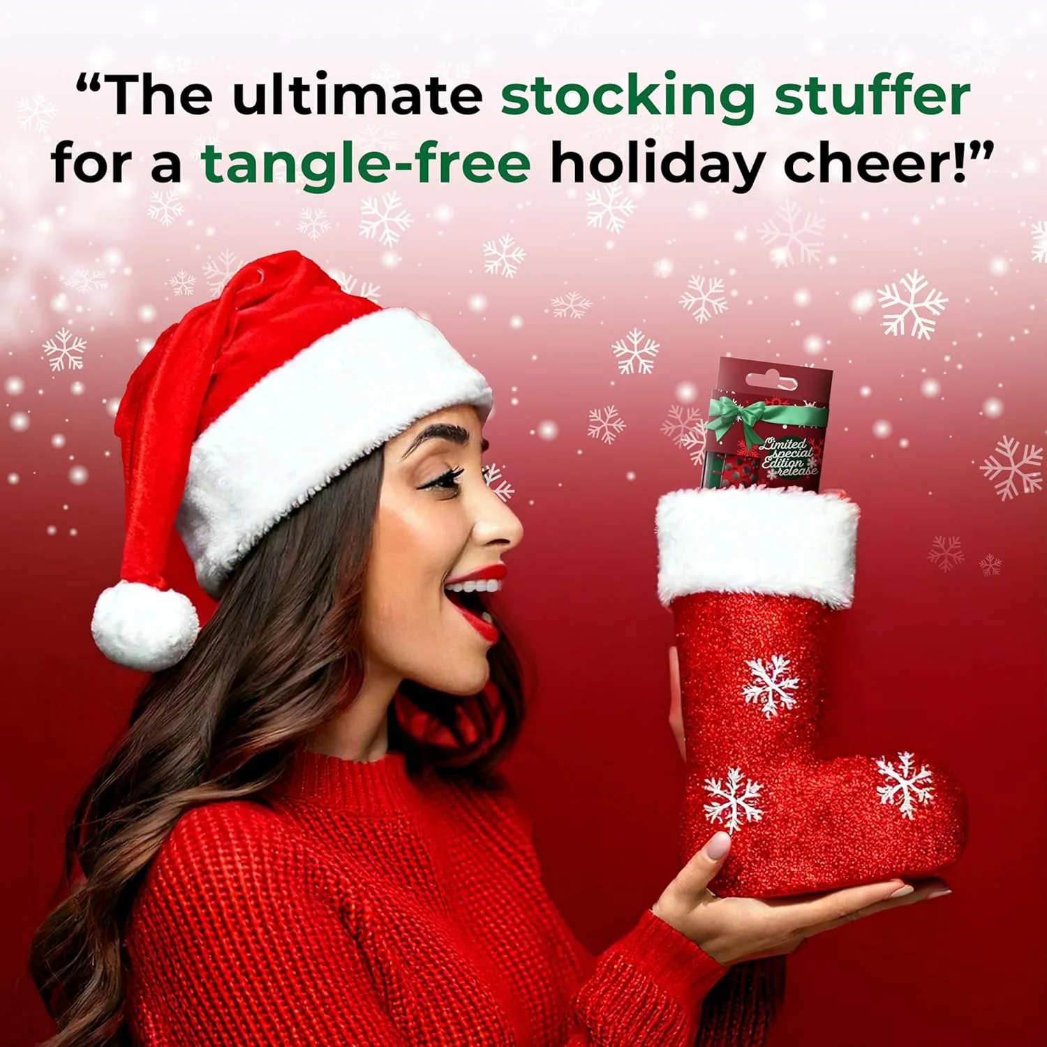 Мини-щетка для волос UNbrush Mini Holiday Hair Brush для безболезненного расчесывания всех типов влажных и сухих волос. Fhi Heat, Holly Green — фото 3