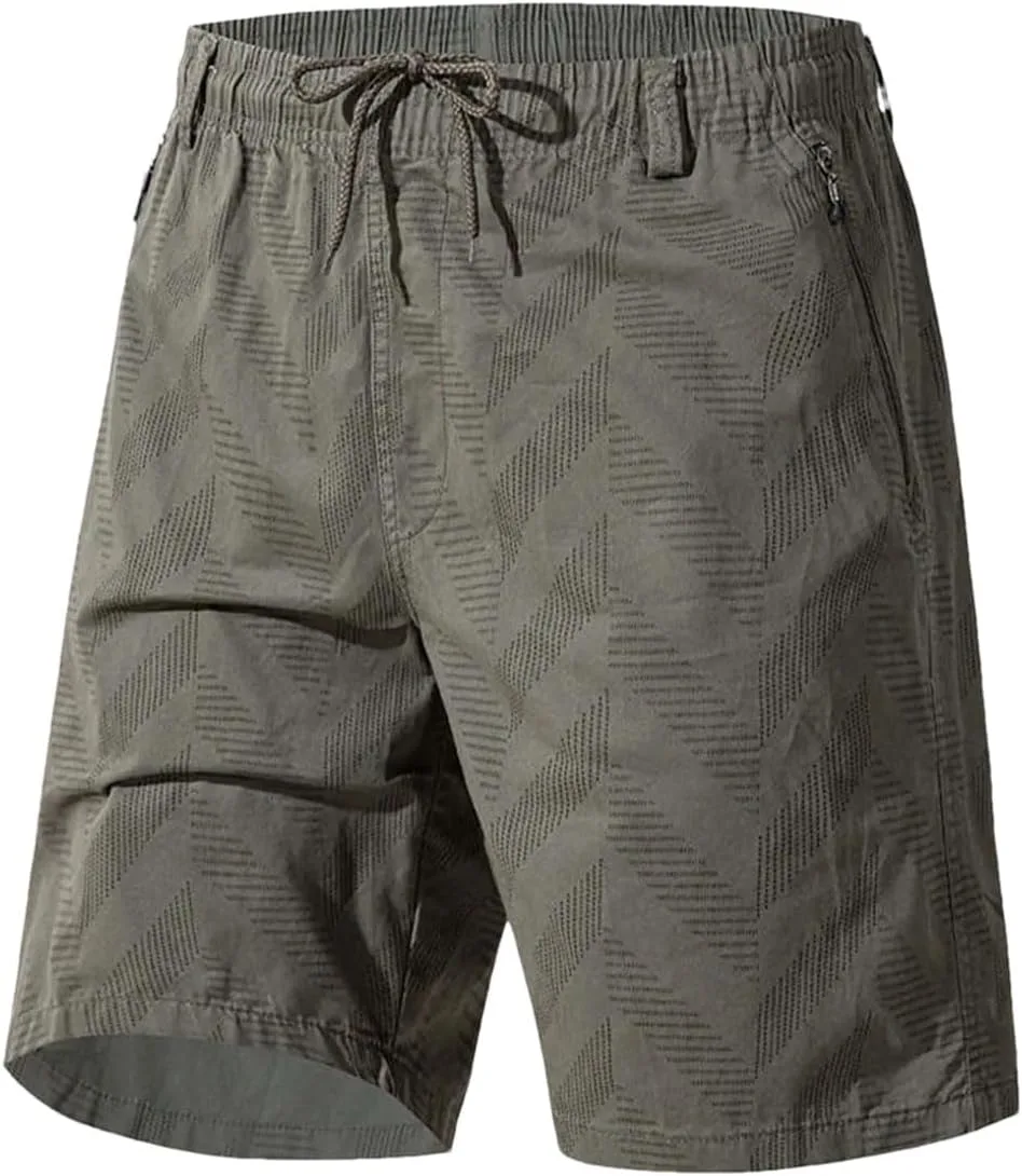 

Мужские спортивные шорты с принтом, эластичным поясом и карманами на молнии