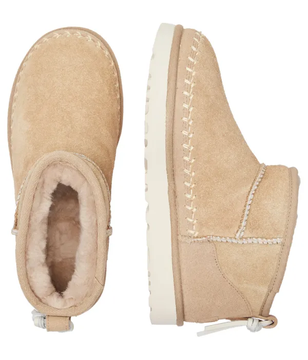 Классические ультрамини кожаные зимние ботинки Biarritz Ugg, бежевый — фото 4