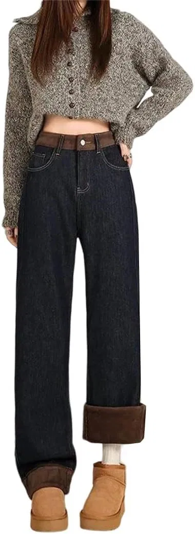 Джинсы прямые теплые Women Winter Fleece Jeans, Height 163cm-175cm1
