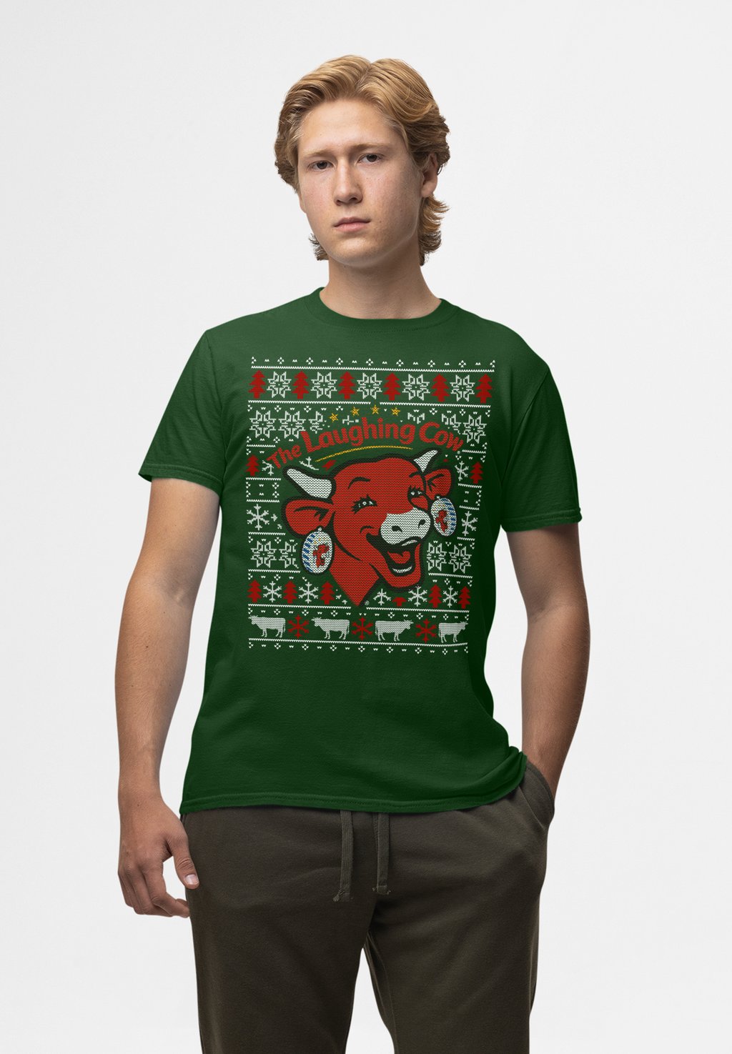 

Футболка с принтом THE LAUGHING COW CHRISTMAS CONTEMPORARY LOGO Henry Tiger, темно-зеленый