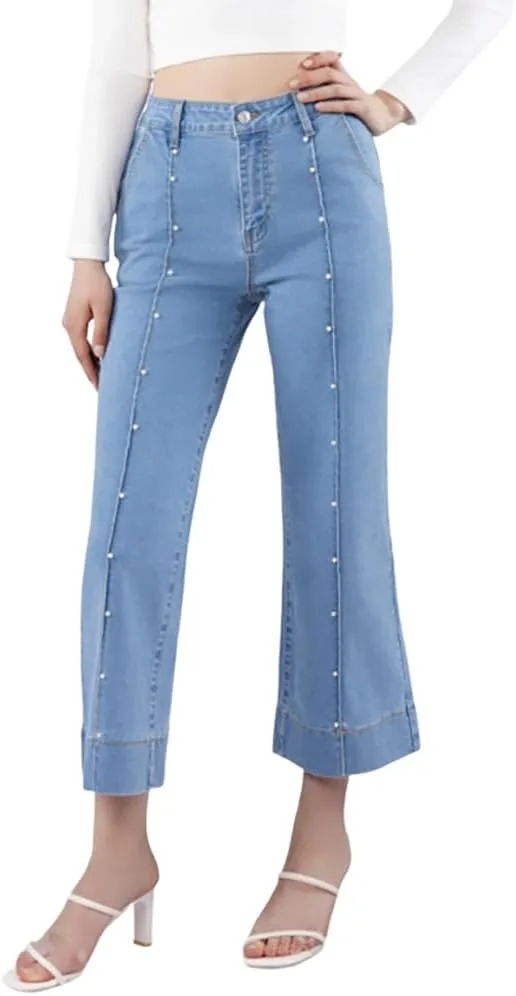 

XYGJZ Женские джинсы с высокой талией расклешенные