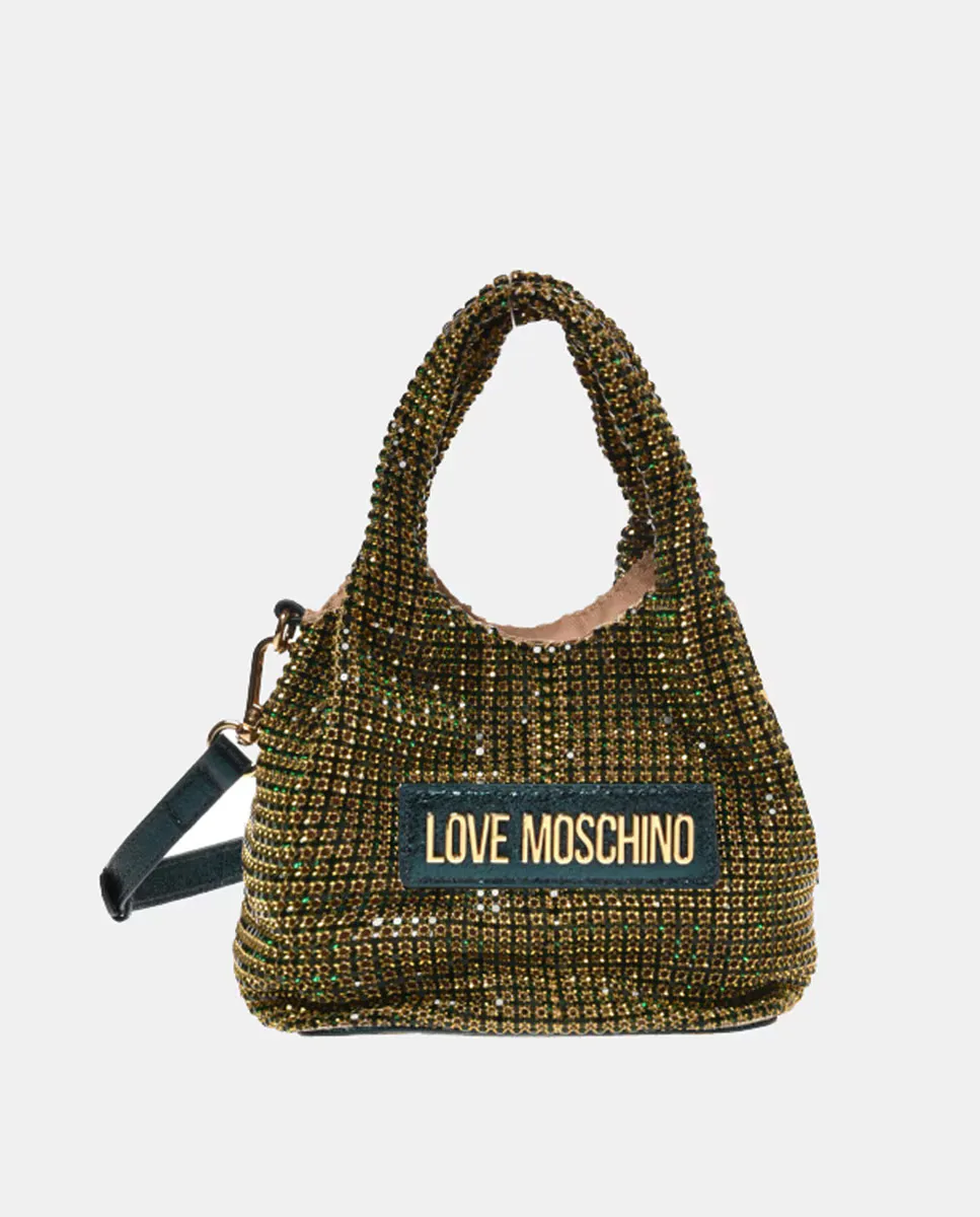 

Средний клатч для вечеринки с синими и серебряными стразами Love Moschino, зеленый