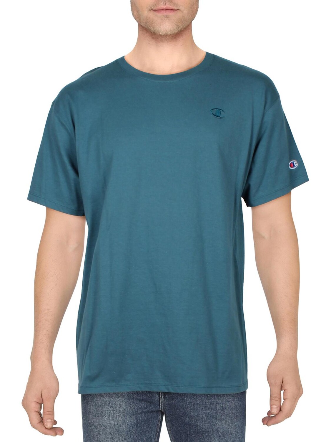 

Мужская футболка с короткими рукавами и вышивкой Champion, цвет Nifty Turquoise