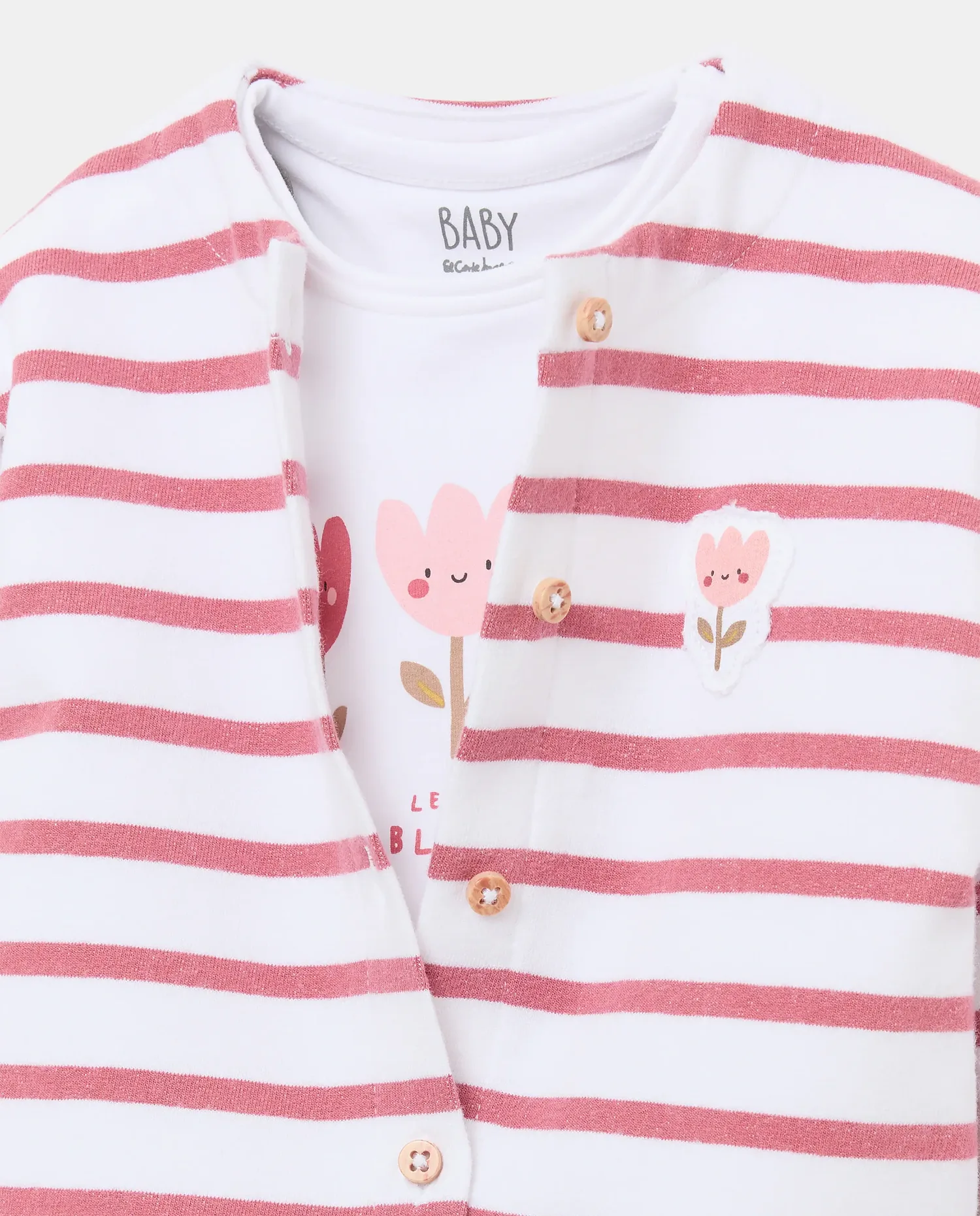 Набор из трех плюшевых изделий в полоску для малышей Baby El Corte Inglés, розовый — фото 3