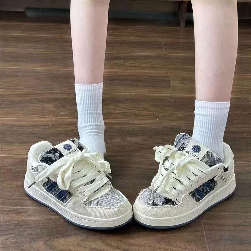 Низкие скейтерские кроссовки для женщин, нескользящие, износостойкие, Denim Blue XIAOLUMILI — фото 4