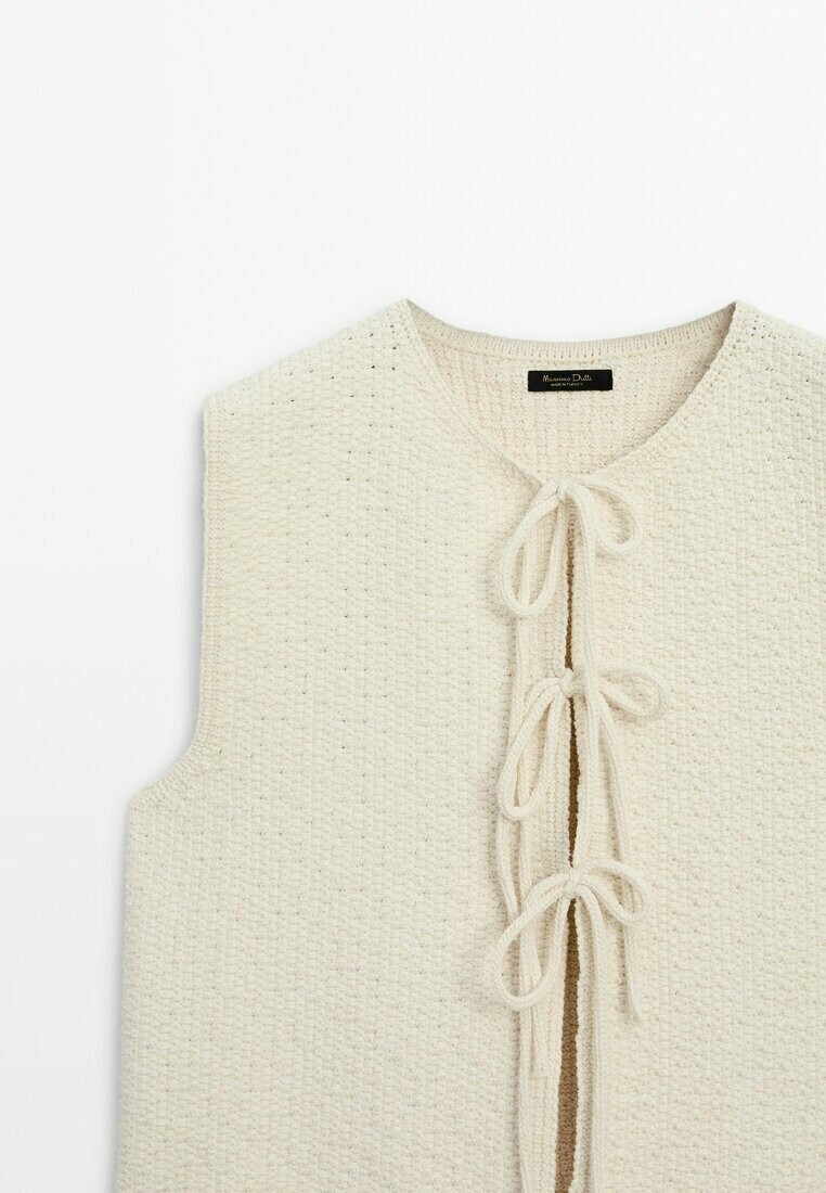 

Жилет With A Crew Neck And Tie Details Massimo Dutti, бежевый
