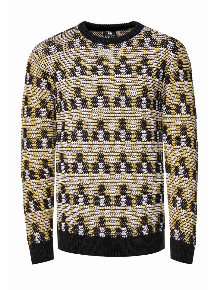 

Контрастный свитер с круглым вырезом антрацитово-желтого цвета Rusty Neal