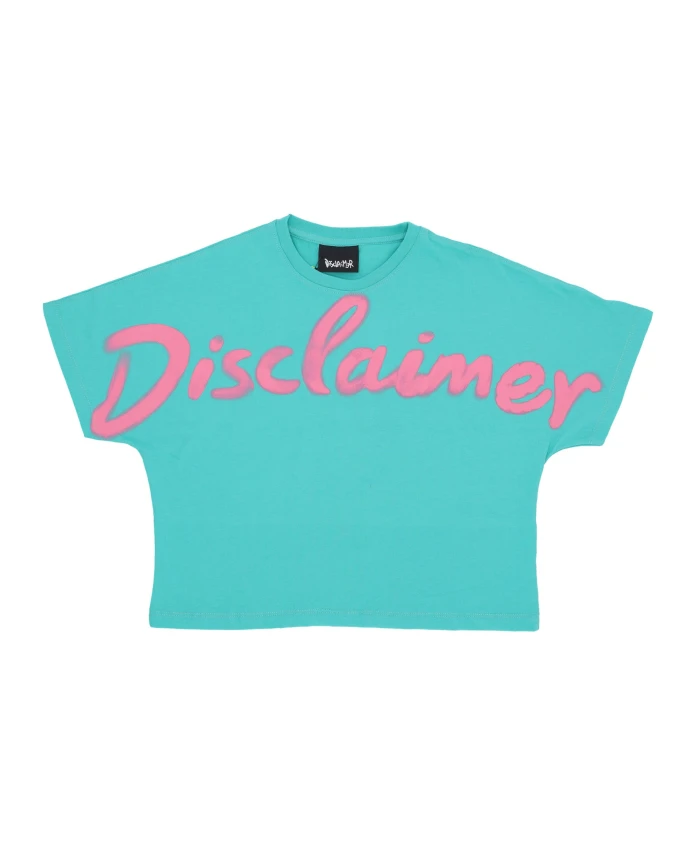 

Укороченная футболка с логотипом, мятно-фуксиевый цвет Disclaimer, синий