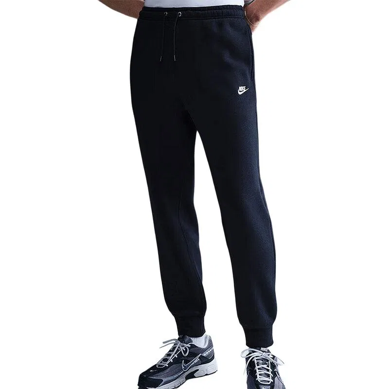 Спортивные штаны мужские Club Fleece на шнуровке с начёсом, средней посадки Nike, Dark Navy Blue