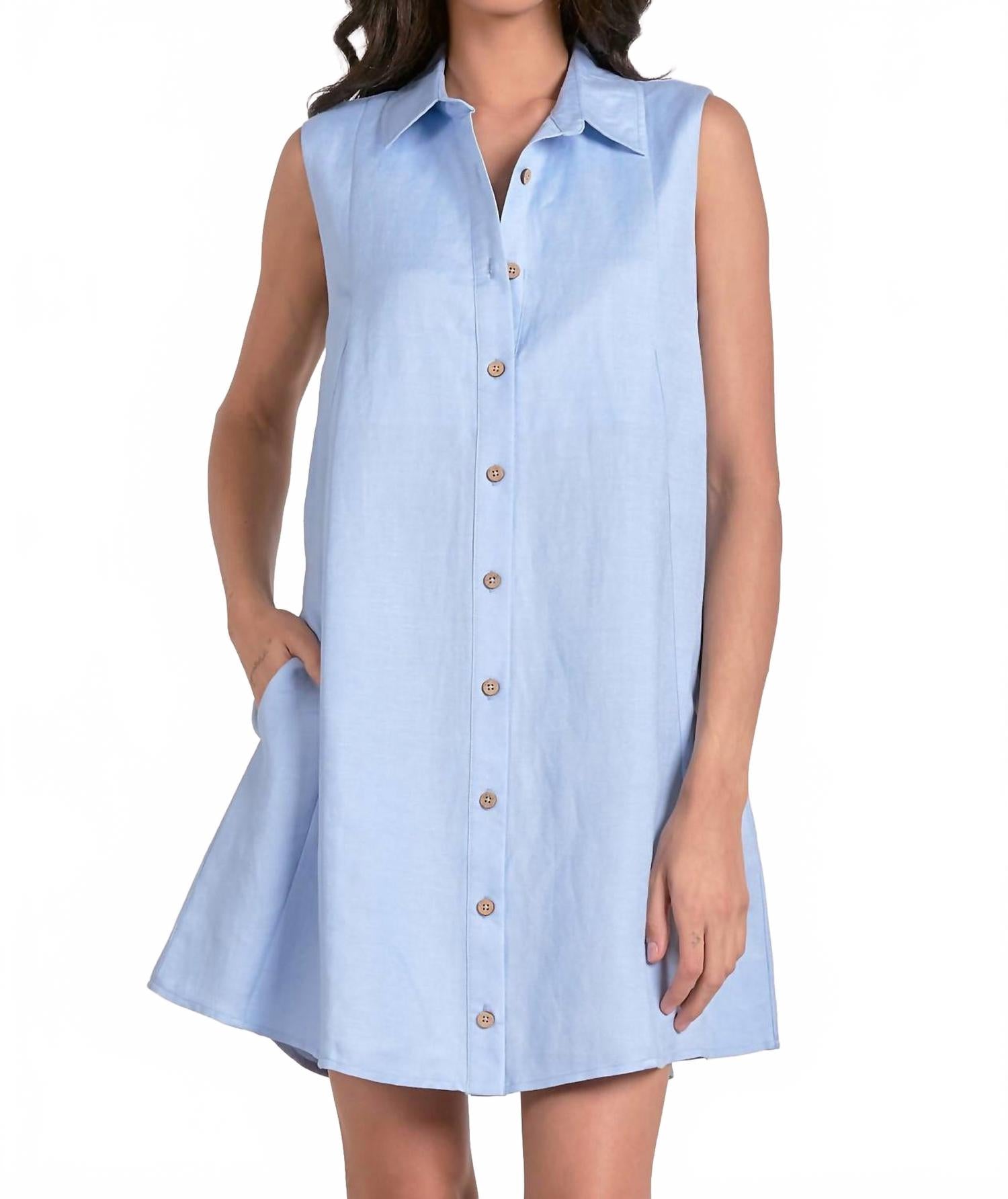 

Марго Мини-платье с пуговицами в светло-голубом ELAN