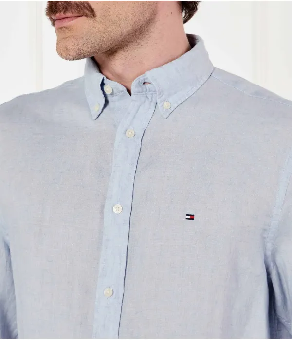 Рубашка из льна, окрашенная пигментом Regular fit Tommy Hilfiger, синий — фото 4