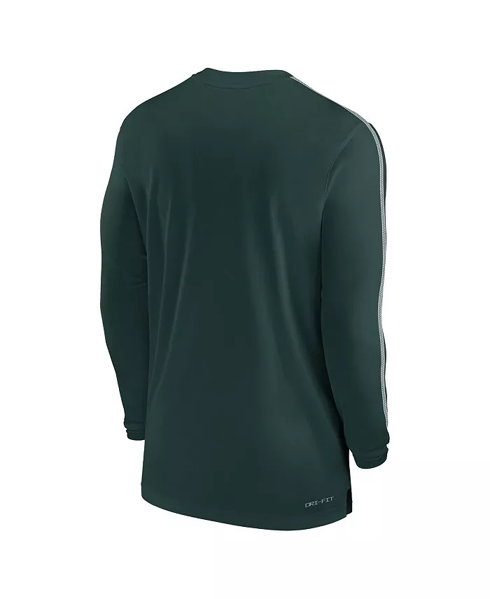 Мужская футболка Michigan State Spartans 2024 Sideline Coach UV Performance с длинным рукавом Nike, зеленый — фото 2
