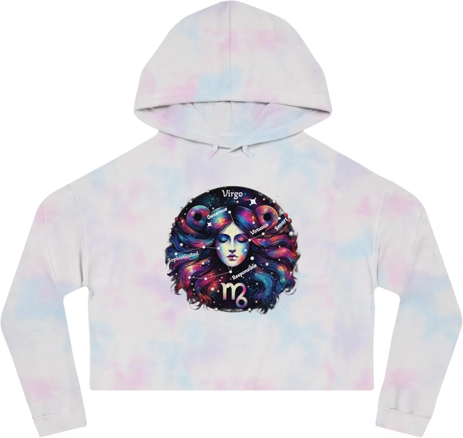 Кроп худи со знаком зодиака Дева GENERIC, Tie-Dye Cotton Candy