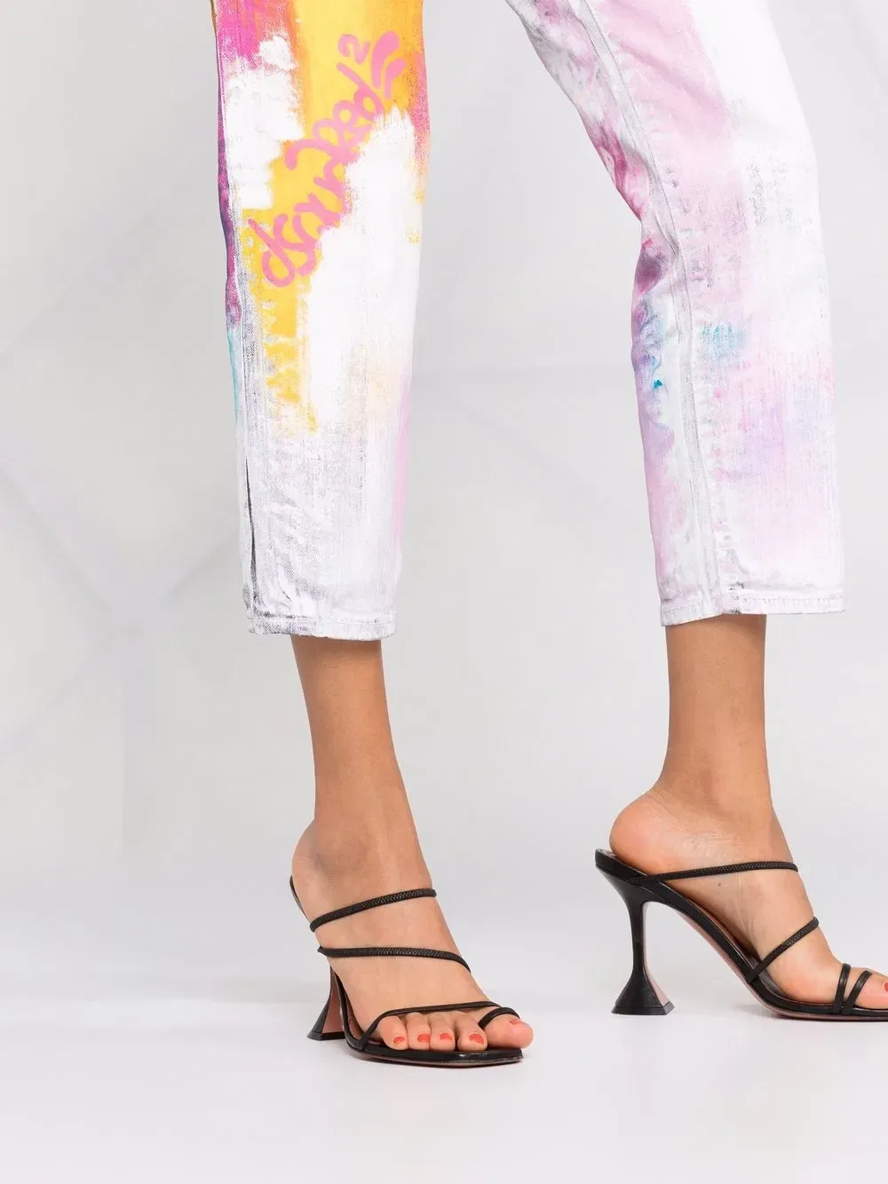 Укороченные брюки с эффектом брызг краски Dsquared2, белый — фото 3