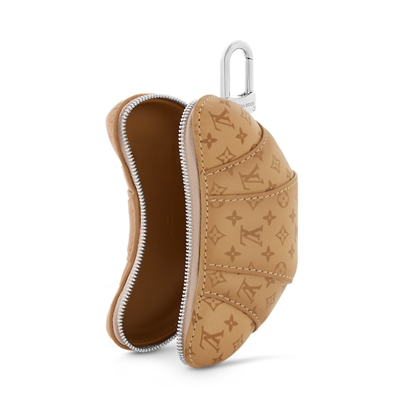 LOUIS VUITTON Кожаный медальон для монет унисекс коричневый желтый, Brown — фото 2