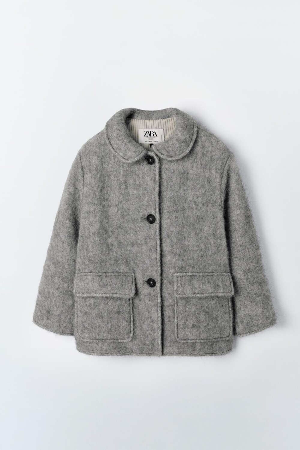 

Пальто из смеси шерсти и альпаки ZARA, серый