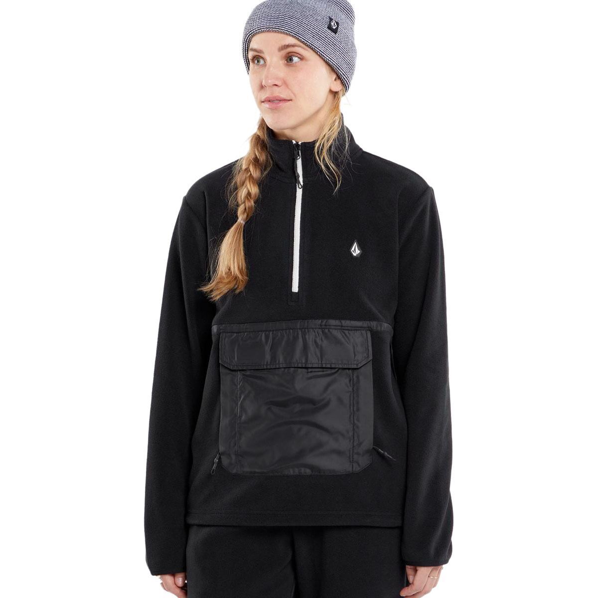 

Флисовая худи с капюшоном и молнией до половины Volcom, черный