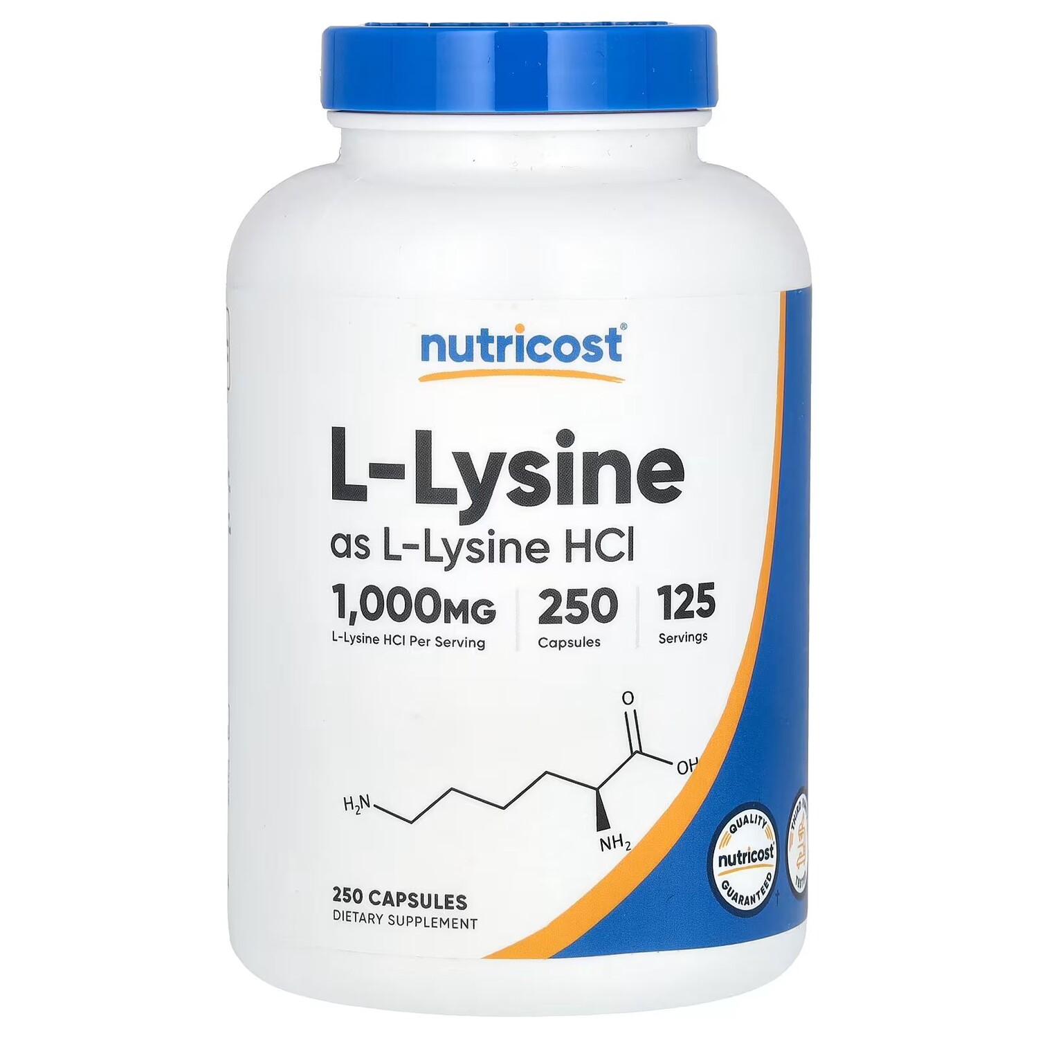

L-лизин, 1000 мг, 250 капсул (500 мг на капсулу) Nutricost