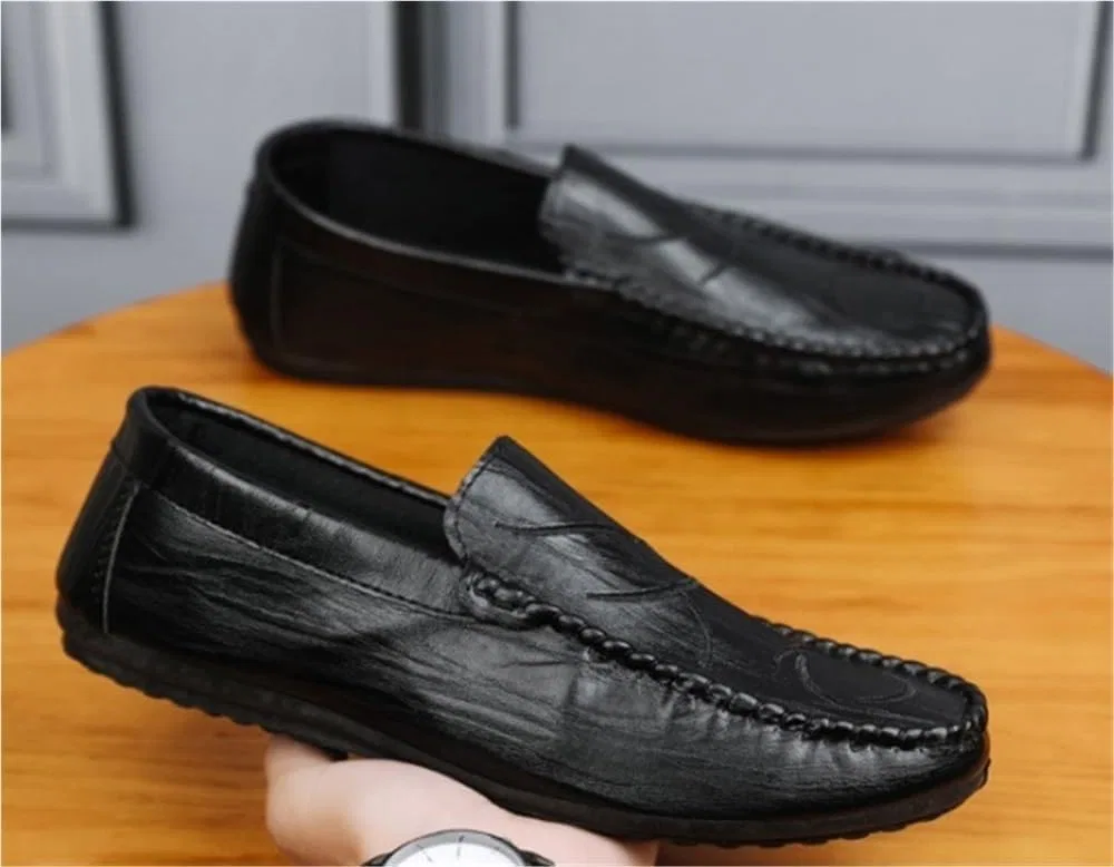 Мужские лоферы из искусственной кожи, повседневные, Black DHFIRUFSHLO — фото 3
