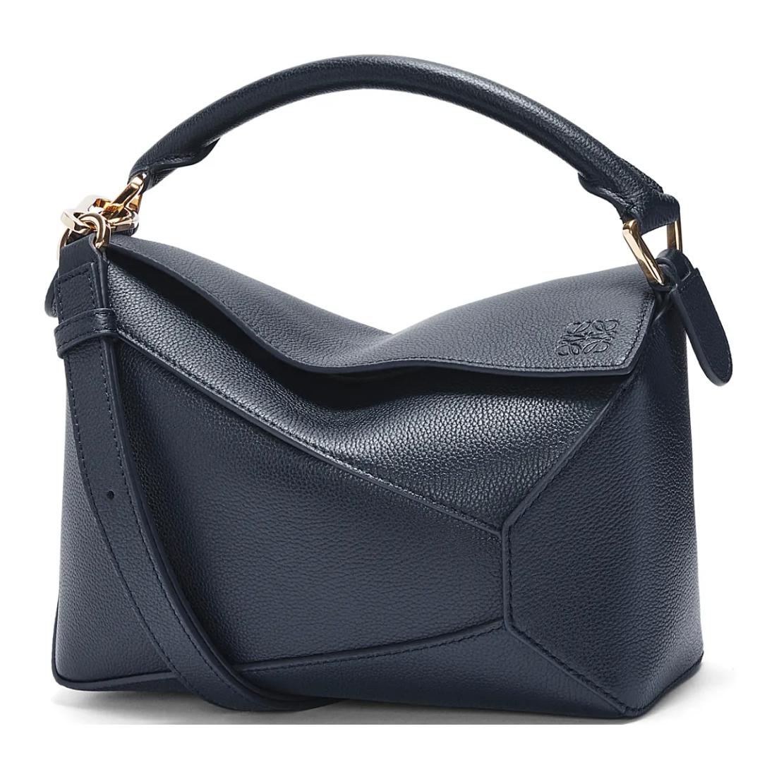 

Пазл кожаная сумка через плечо, кроссбоди, маленькая женская сумка темный морской LOEWE, Set (Bag+Dust Bag)