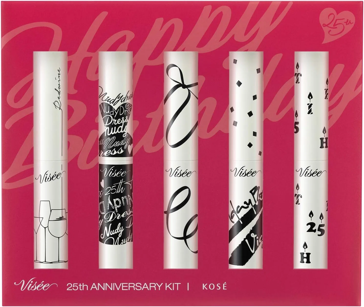 Набор помад Visee 25th Anniversary Kit, 5 шт по 3.5 г, красный