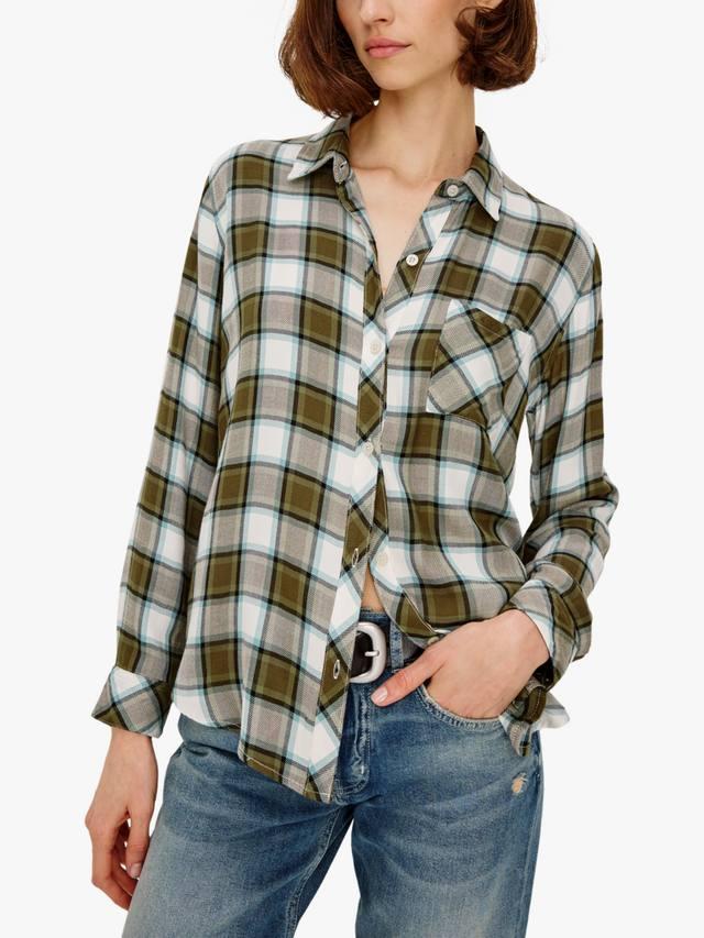 

Хлопковая рубашка Hunter Plaid Check Rails, Olive Stone Blue
