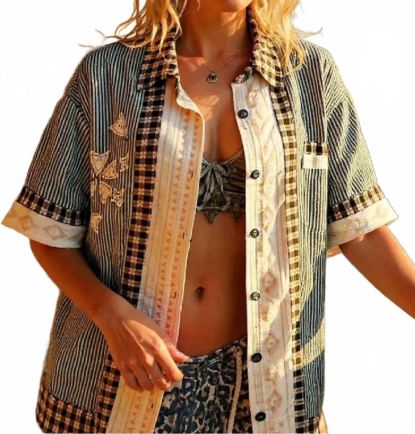 

Рубашка с текстурированным принтом на пуговицах, цвет: разноцветный Pol, Multi