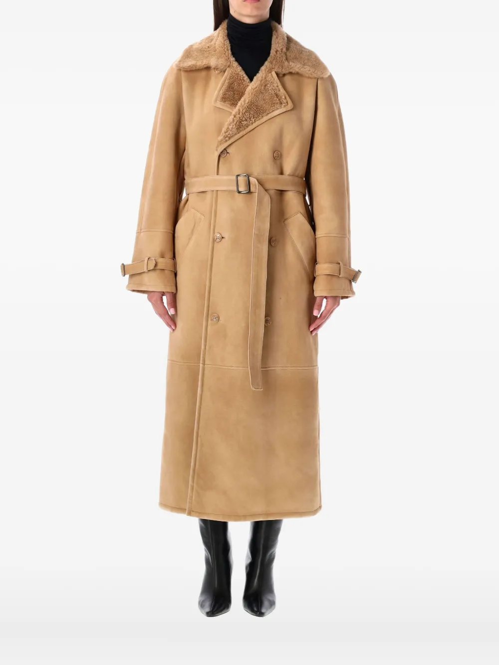 

Пальто с поясом из овчины Sword, нейтральный