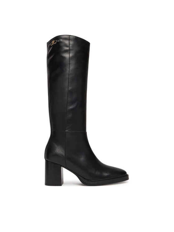 Сапоги Stacked Heel Leather Long Boot FW0FW08865 Tommy Hilfiger, чёрный