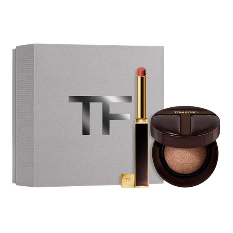 TOM FORD Помада TF Ultra Fine Tube и тональная основа Air Cushion, набор для макияжа, стойкий, без переноса, Two-Piece Set: Ultra Fine Lipstick #152 0.9g+Long-Wear Cushion #0.7 12g