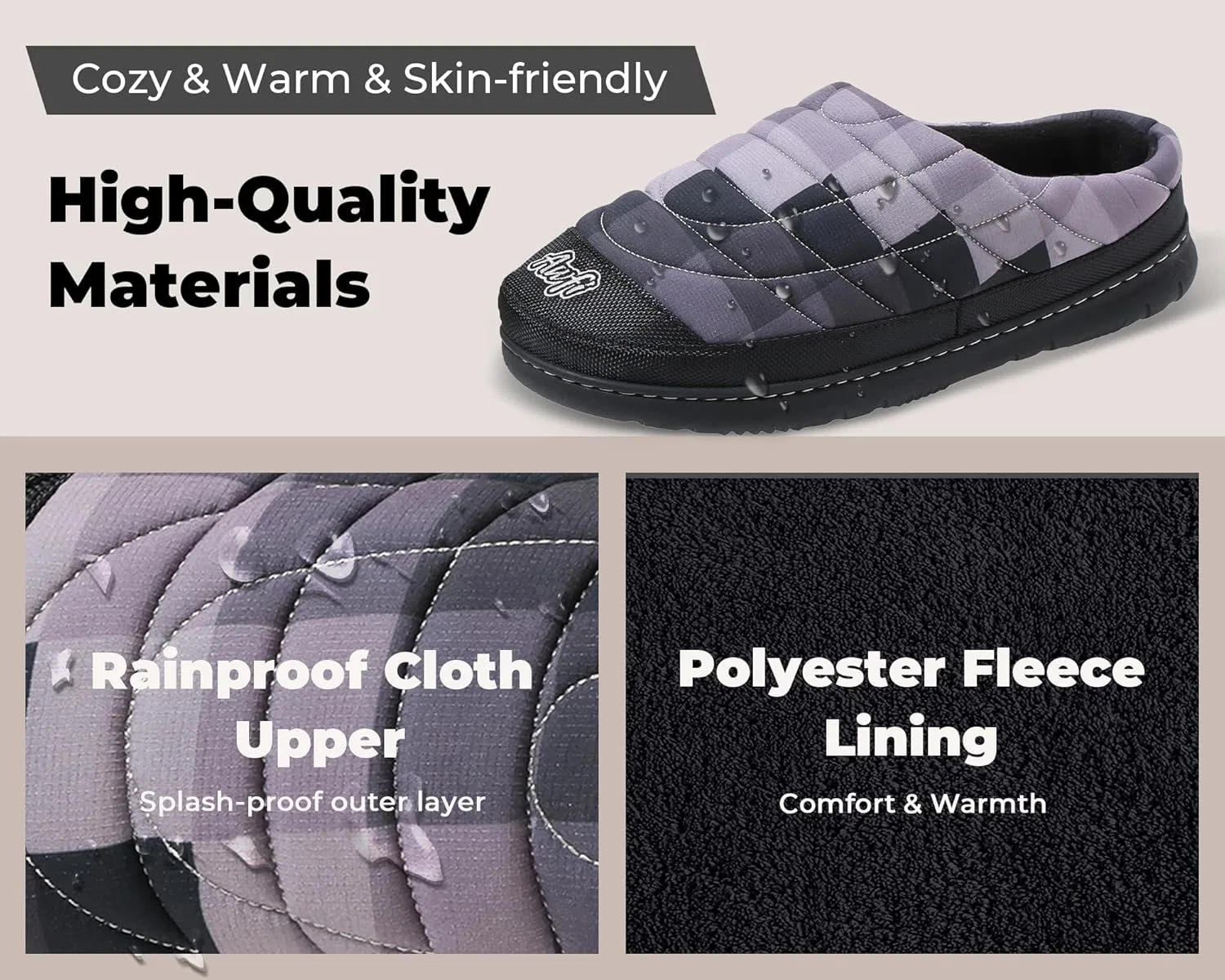 Тапочки с Coolmax, Memory Foam, Mauve & Black (open-back) AWFI — фото 3
