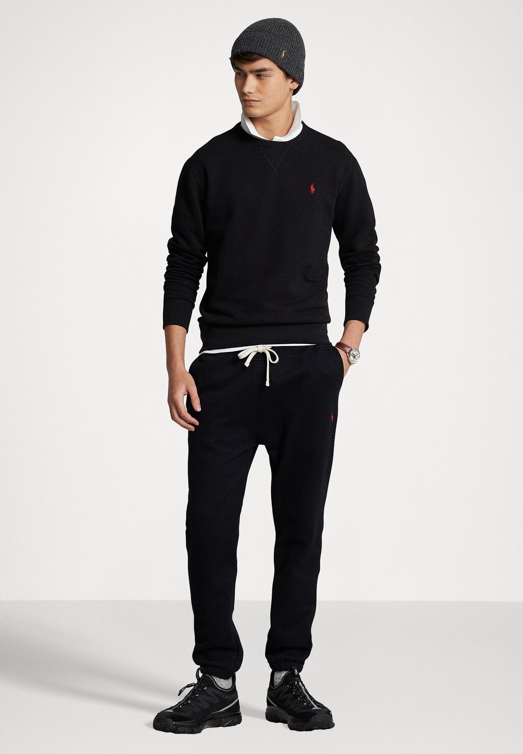 Толстовка LONG SLEEVE Polo Ralph Lauren, черная футболка-поло — фото 2