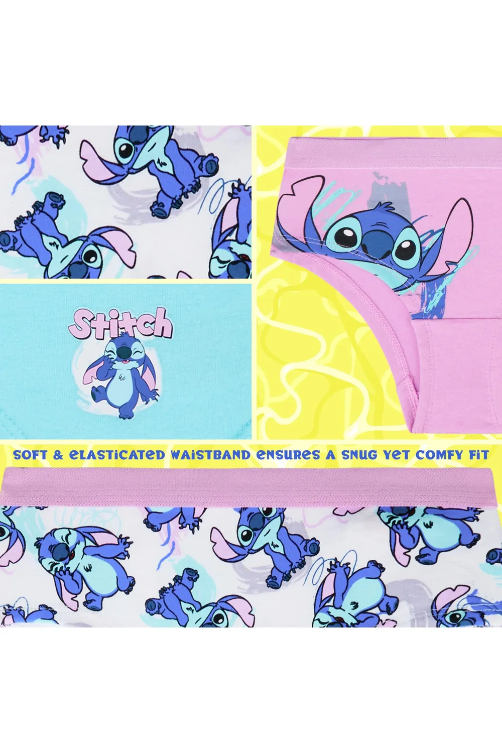 Набор из 3 трусов-хипстеров Stitch, мягкие нижнее белье, комплект штанов Disney, мультиколор — фото 4