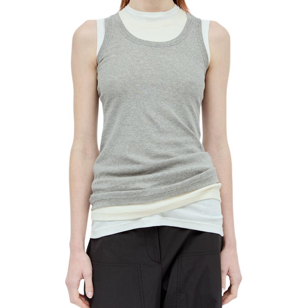 

Многослойный хлопковый топ JIL SANDER, цвет хизер серый