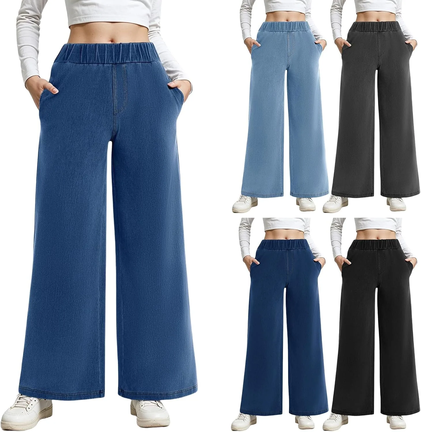 

Джинсы-слаксы женские Mid Rise с эластичным поясом Y2k Baggy Wide Leg Rikbuig
