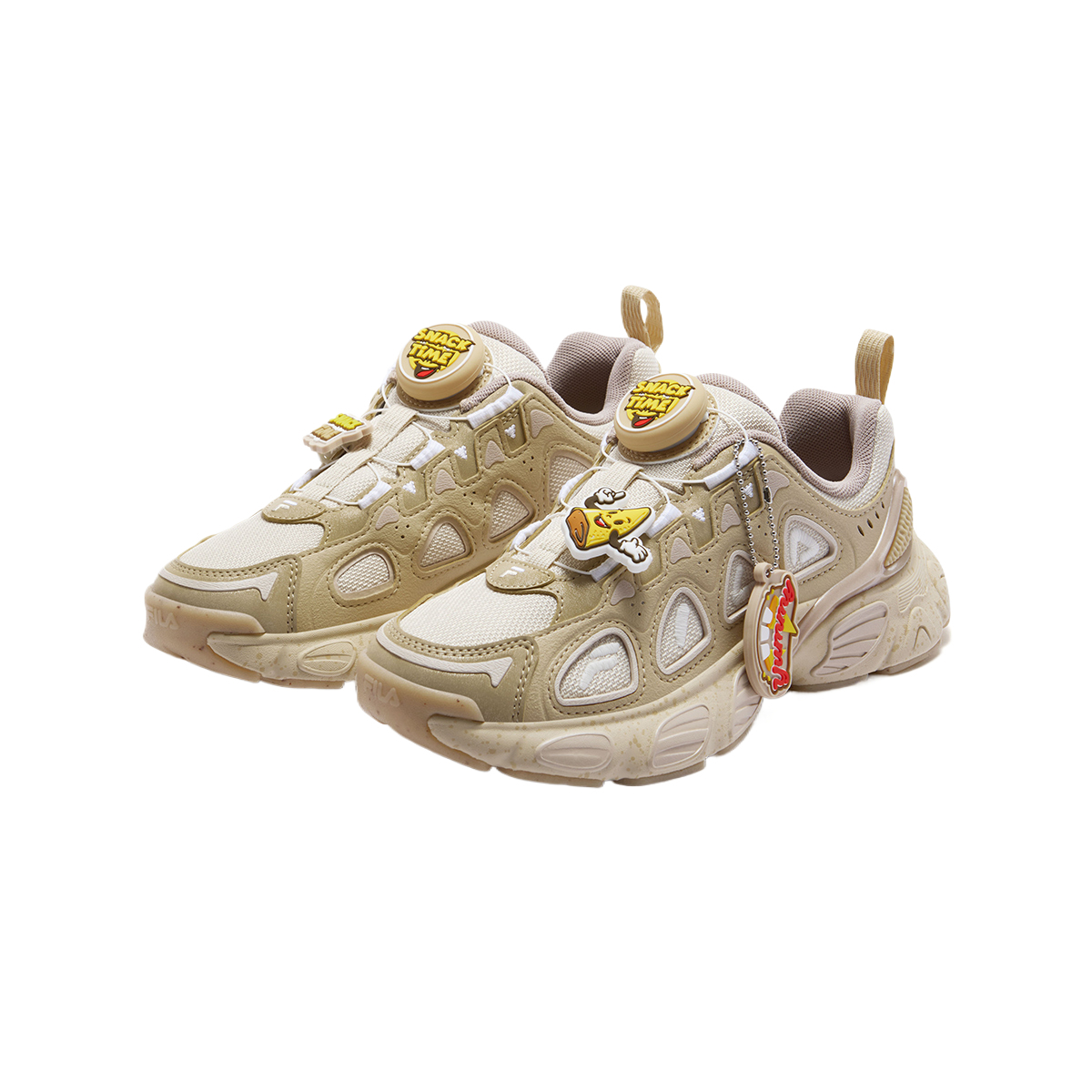 Детские противоскользящие низкие беговые кроссовки Kids' FILA KIDS, коричневый/желтый — фото 4