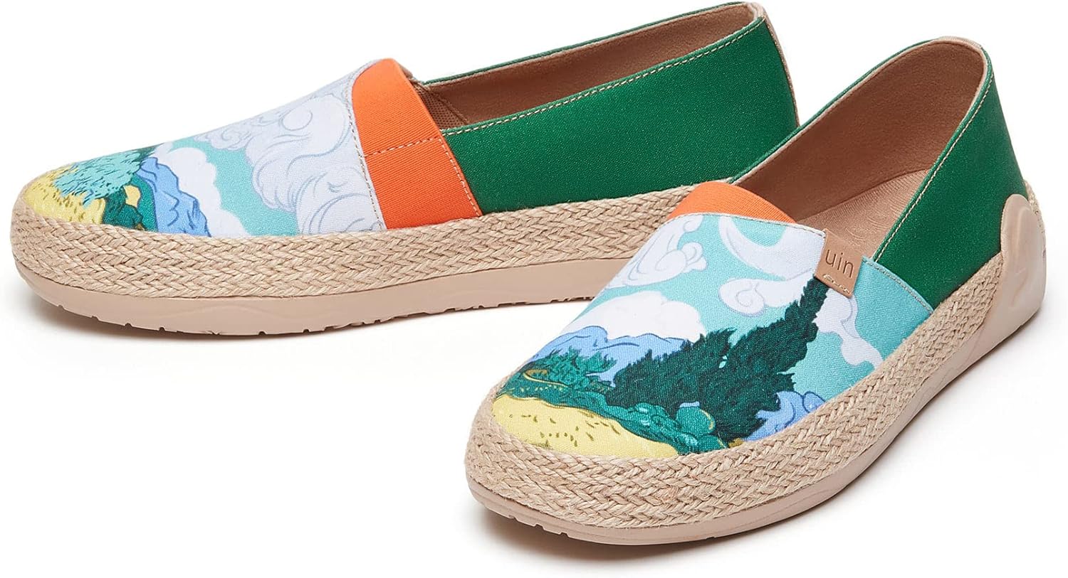 Мужские эспадрильи UIN Slip Ons- легкие прогулочные повседневные лоферы, удобные, с ручной росписью, серия Marbella, Marbella-van Gogh Wheatfield With Cypresses — фото 3