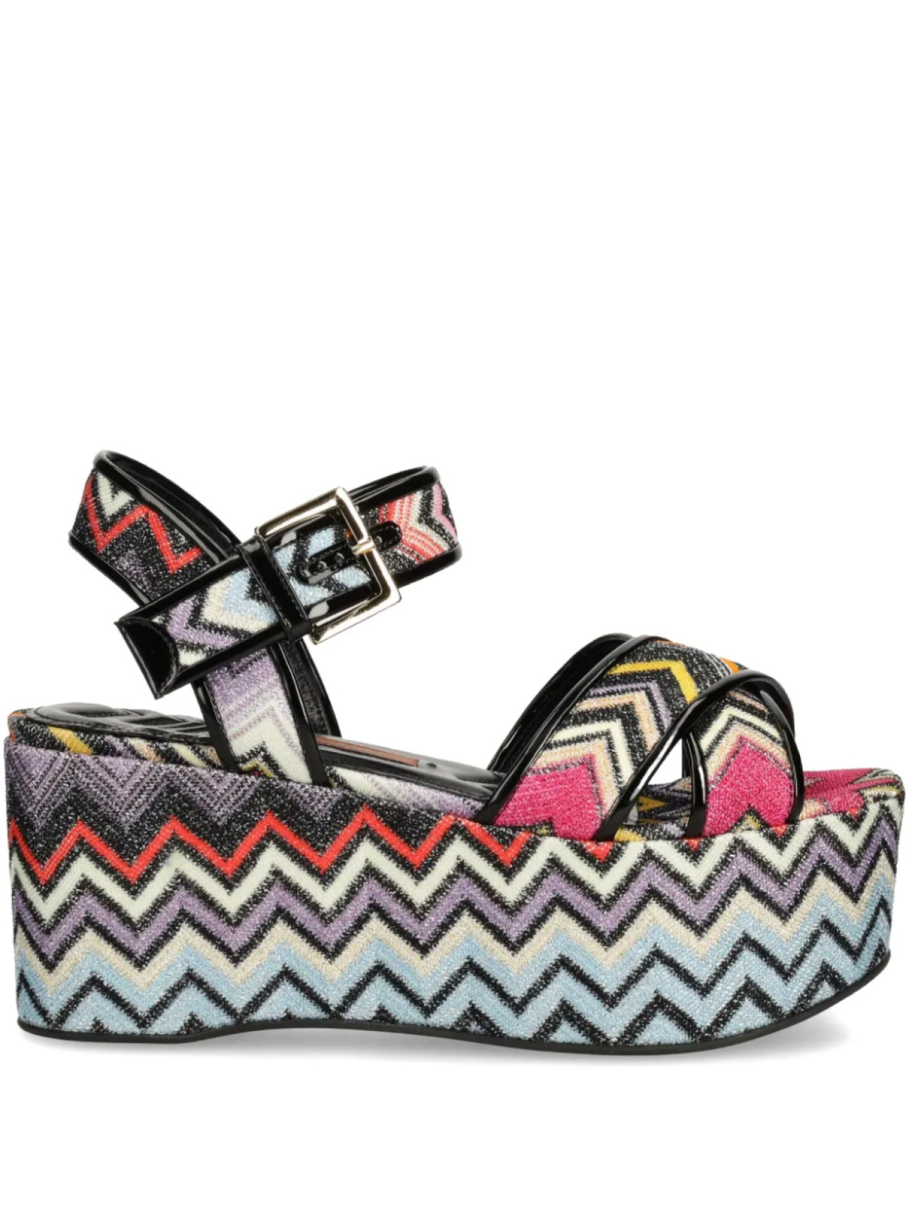 Сандалии Missoni 85 мм на платформе с зигзагообразным узором, черный