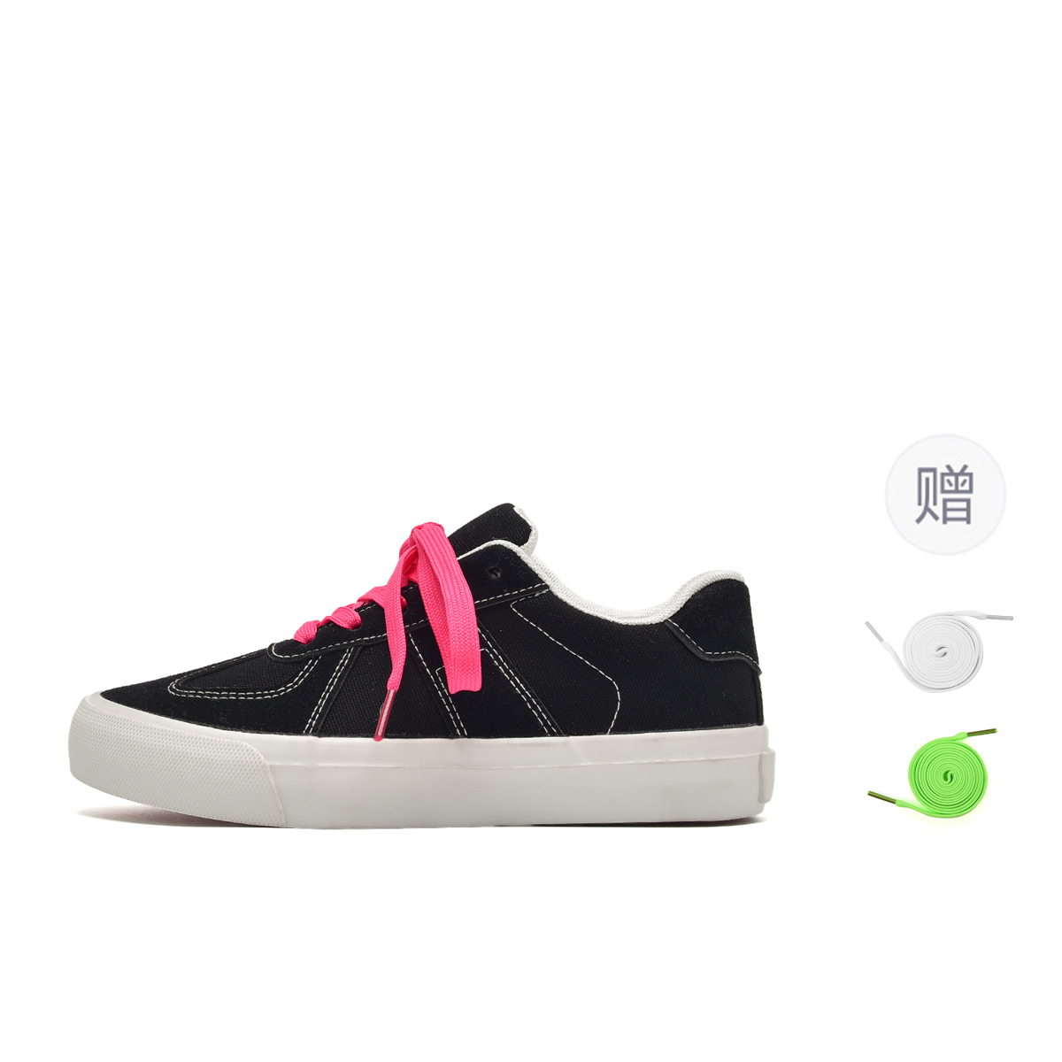 

7 SEVFUN Легкие устойчивые к истиранию амортизирующие низкие скейтерские кроссовки унисекс черно-розовые (трехцветные шнурки, 1 пара в комплекте)