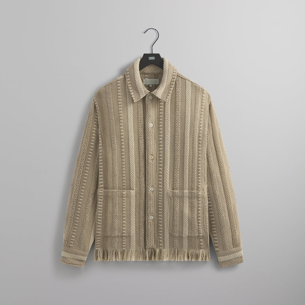 

Куртка Kith Mixed Stripe Tweed Boxy Collared Overshirt, цвет Creme