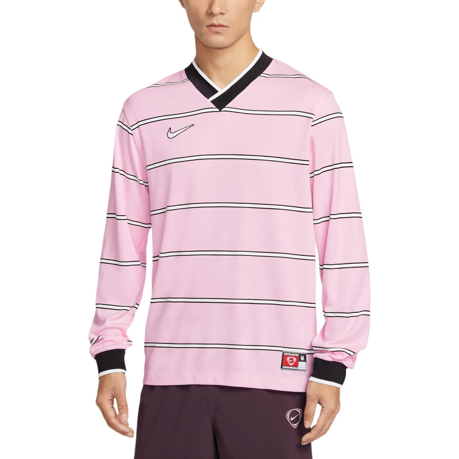 Футболка Dri Fit AS M NK DF ENERGY Top LS мужская Nike, foam розовый/серый черный/mountain белый