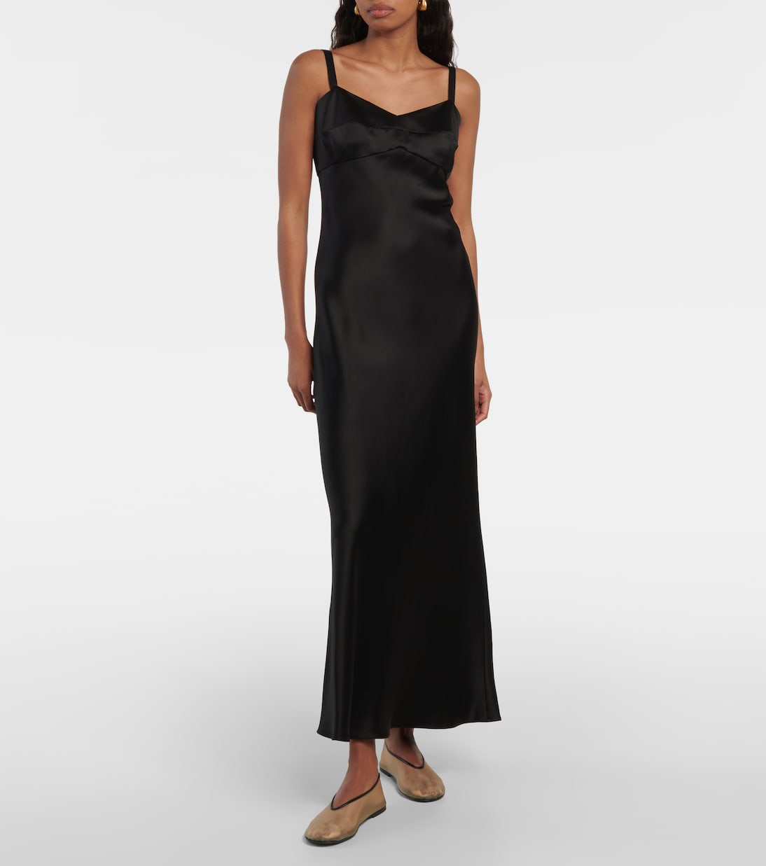 Балетки Marcy с кожаной отделкой и сетчатым верхом Khaite, Black / Nude — фото 2