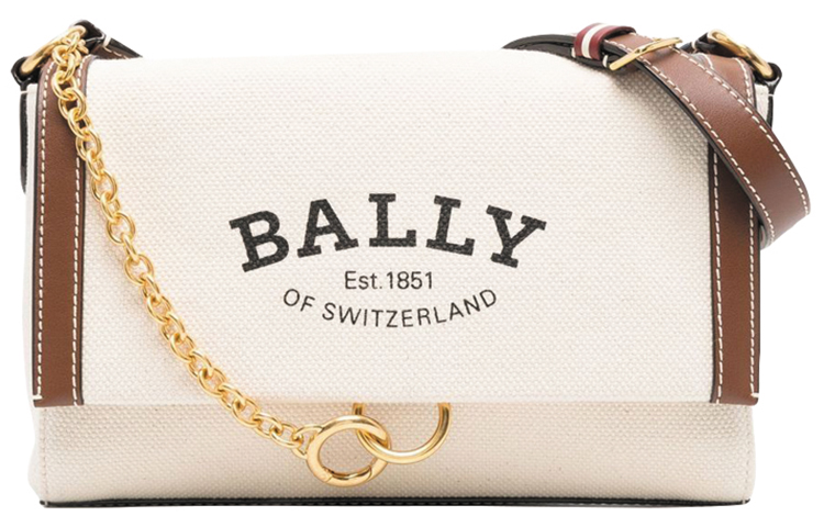 

Bally Хлопковая сумка через плечо с отделкой из коровьей кожи, женская сумка на плечо, цвет экрю