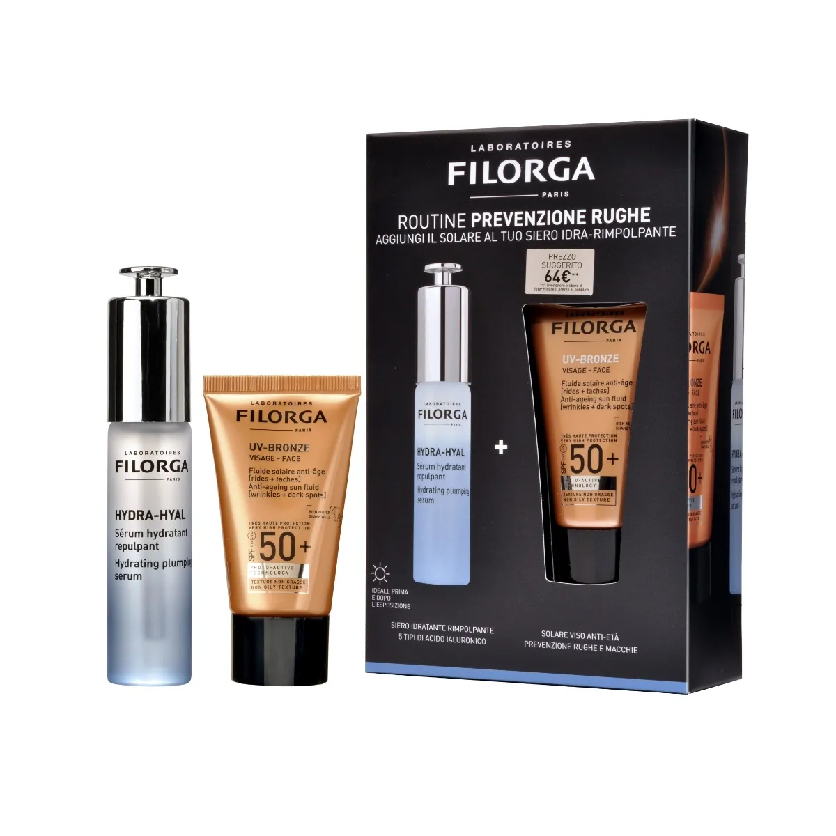 

Filorga Wrinkle Prevention Box: сыворотка Hydra-Hyal и солнцезащитный крем 50+