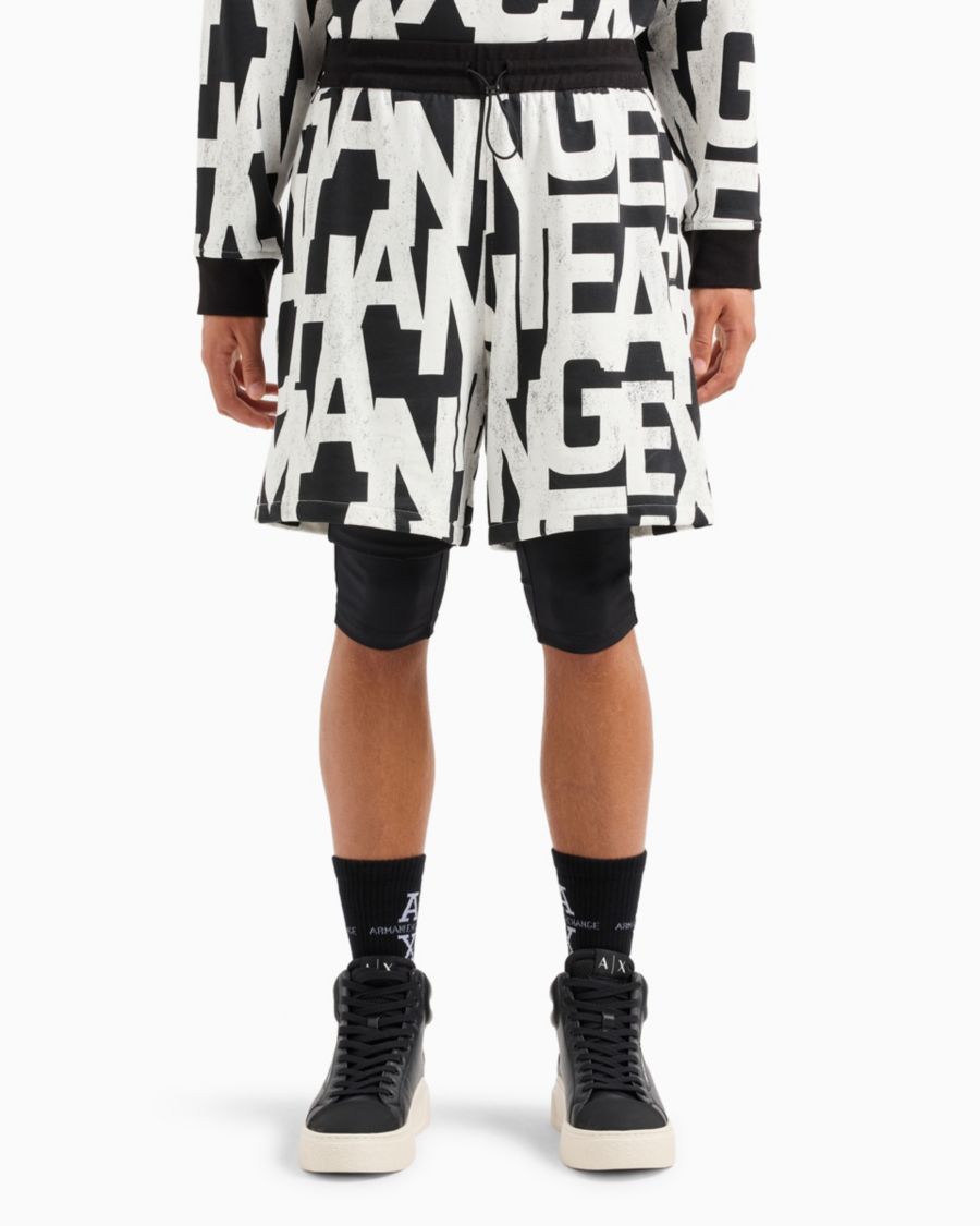 

Мужские спортивные шорты с логотипом и завязками A|X Armani Exchange, Solid Blac